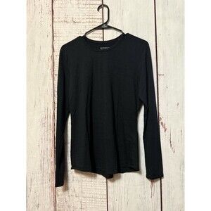 Segments 100% Merino Wool Long Sleeve Knit Basic Top Crew Tee Black Size Medium